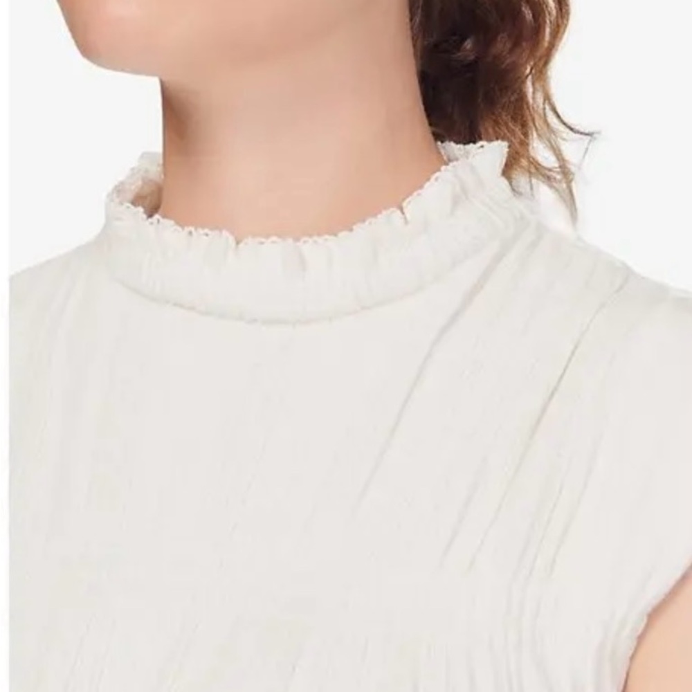Sandro Corinne Smocked Sleeveless Cotton Top